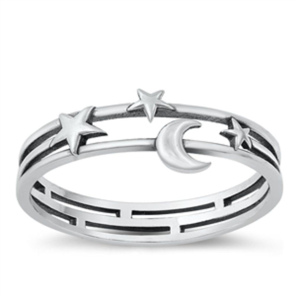Sterling Silver Stars Band Ring